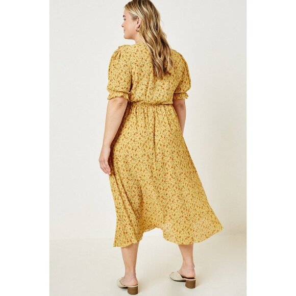 Hayden Yellow Floral Midi Dress NWT - Picture 5 of 5
